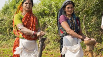 Portrait of rural women in traditional clothes.